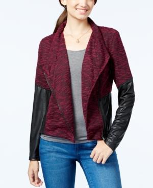 Jessica Simpson Fiona Faux-leather-panel Tweed Jacket