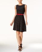 Tommy Hilfiger Polka Dot Belted Fit & Flare Dress