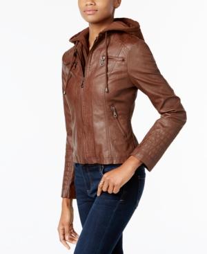 Maralyn & Me Hooded Faux-leather Jacket