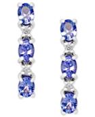 Tanzanite (1-1/3 Ct. T.w.) And Diamond Accent Linear Drop Earrings In 14k White Gold