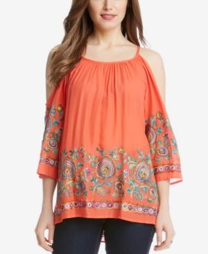 Karen Kane Embroidered Cold-shoulder Peasant Top