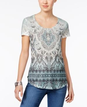 Style & Co Petite Embellished Printed T-shirt, Only At Macy's
