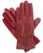 Isotoner Gathered Stretch Leather Tech Touch Gloves