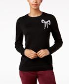 Charter Club Crew-neck Bow-graphic Sweater, Created For Macy's