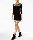 Jessica Howard Grid-print Fit & Flare Sweater Dress
