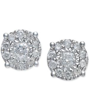 Trumiracle Diamond Halo Stud Earrings In 14k White Gold (1/2 Ct. T.w.)