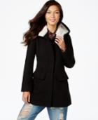 Madden Girl Faux-fur-trim Plaid Walker Coat