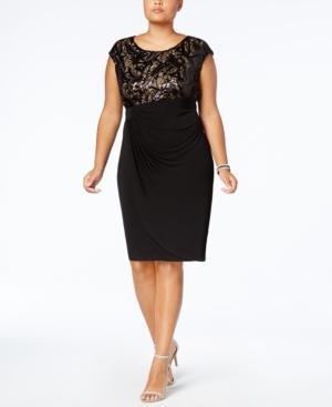 Connected Plus Size Sequined Faux-wrap Dress