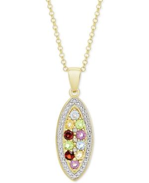 Multi-gemstone (3/4 Ct. T.w.) & Diamond Accent Mosaic 18 Pendant Necklace In 14k Gold-plated Sterling Silver