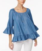 Style & Co Ruffled Denim Top, Only At Macy's