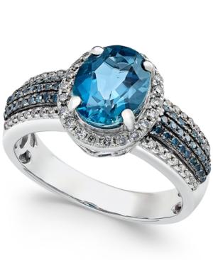 London Blue Topaz (2 Ct. T.w.) And Diamond (2/5 Ct. T.w.) Ring In 14k White Gold