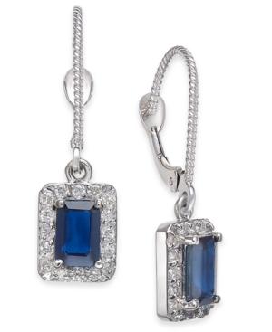 Sapphire (1-1/3 Ct. T.w.) & Diamond (1/3 Ct. T.w.) Drop Earrings In 14k White Gold
