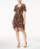 Thalia Sodi Leopard-print Flutter-sleeve Dress, Only At Macy's