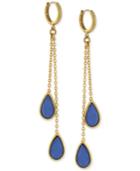 Vince Camuto Gold-plated Blue Stone Double Drop Earrings