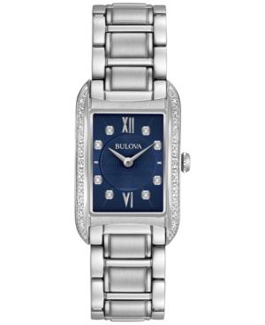 Bulova Women's Diamond Accent Stainless Steel Bracelet Watch 22x35mm 96r211