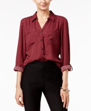 Ny Collection Dot-print Utility Shirt