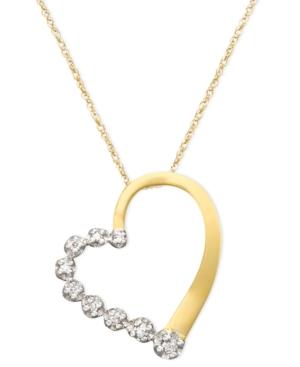Diamond Journey Heart Pendant Necklace In 10k White Or Yellow Gold (1/10 Ct. T.w.)