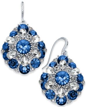 Charter Club Silver-tone Clear & Blue Crystal Cluster Drop Earrings, Created For Macy's