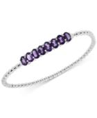 Amethyst (3-3/8 Ct. T.w.) And Diamond Accent Beaded Stretch Bracelet In Sterling Silver