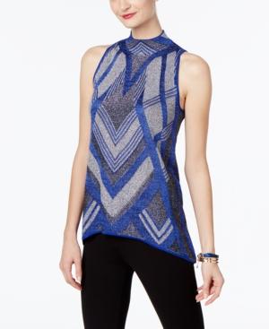 Inc International Concepts Printed High-low Sweater, Only At Macy's