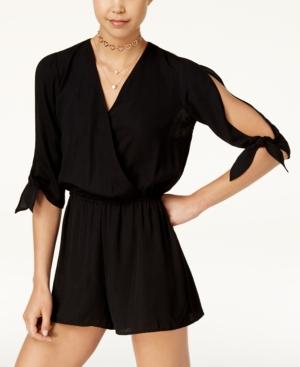 Be Bop Juniors' Lace-trim Split-sleeve Romper