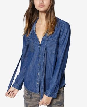 Sanctuary Cotton Tie-neck Denim Shirt