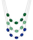 Charter Club Silver-tone Blue-green Layer Necklace, Only At Macy's