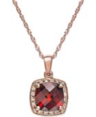 Garnet (2-1/4 Ct. T.w.) And Diamond Accent Pendant Necklace In 14k Rose Gold