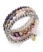 Inc International Concepts Gold-tone Mauve And Metallic Beaded Coil Bracelet, Only At Macy's