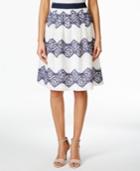 Nine West Flowy Floral-lace Striped A-line Skirt