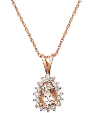 Morganite (3/5 Ct. T.w.) And Diamond (1/6 Ct. T.w.) Pendant Necklace In 14k Rose Gold