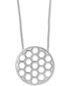 Effy Diamond Honeycomb Circle Pendant Necklace (1/4 Ct. T.w.) In Sterling Silver