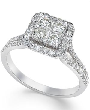 Square Diamond Cluster Engagement Ring (3/4 Ct. T.w.) In 14k White Gold