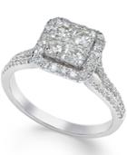 Square Diamond Cluster Engagement Ring (3/4 Ct. T.w.) In 14k White Gold