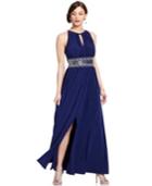 R & M Richards Sleeveless Beaded Evening Gown