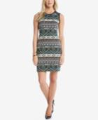 Karen Kane Faux-leather-trim Jacquard Bodycon Dress