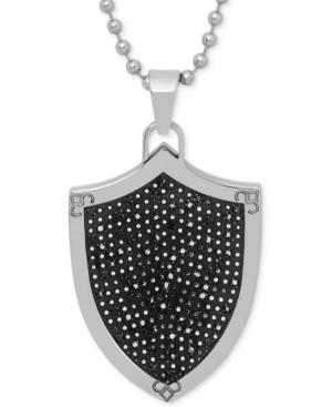 Men's Black Diamond Shield Pendant Necklace (1/2 Ct.t.w.) In Stainless Steel And Black Rhodium Ip Over Stainless Steel