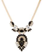 Guess Gold-tone Clear & Jet Crystal Statement Necklace
