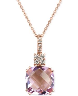 Rose Amethyst (6 Ct. T.w.) And Diamond (1/5 Ct. T.w.) Pendant Necklace In 14k Rose Gold
