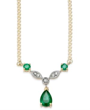 Emerald (9/10 Ct. T.w.) & Diamond Accent Pendant Necklace In 14k Gold