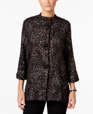 Jm Collection Petite Three-quarter-sleeve Boucle Jacket, Only At Macy's