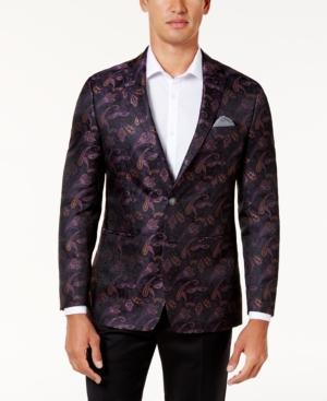 Tallia Men's Slim-fit Orange Pink And Black Flowered Dinner Jacket