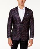 Tallia Men's Slim-fit Orange Pink And Black Flowered Dinner Jacket