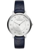 Emporio Armani Women's Blue Leather Strap Watch 32mm