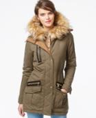 Guess Faux-fur-trim Mixed-media Parka
