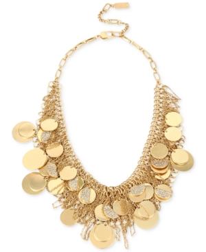Kenneth Cole New York Gold-tone Pave Shaky Disc Mesh Statement Necklace