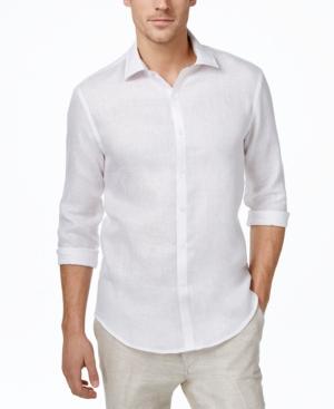Tasso Elba Men's Textured Sun Protective 100% Linen Long-sleeve Shirt, Only At Macy's