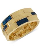 Guess Gold-tone Denim-inspired Statement Stretch Bracelet