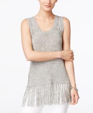 One A Sleeveless Fringe-hem Top