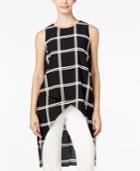 Alfani Prima Plaid High-low Crossover Top, Only At Macy's